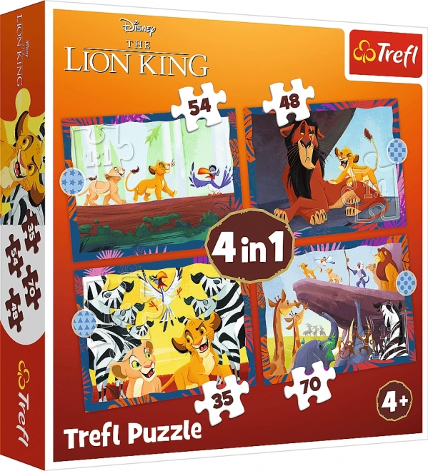 TREFL Puzzle Odważny Król Lew 4w1 (35,48,54,70 elementów)