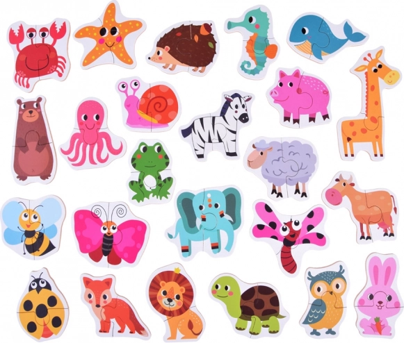 Kolorowe puzzle dla dzieci ze zwierzątkami, 24 elementy