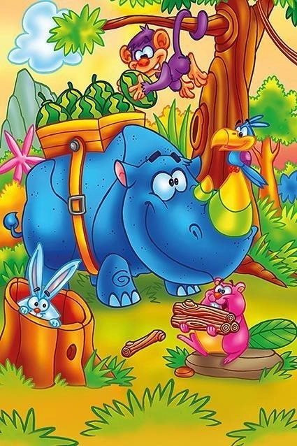 Drewniane puzzle Pracujący nosorożec 16 elementów