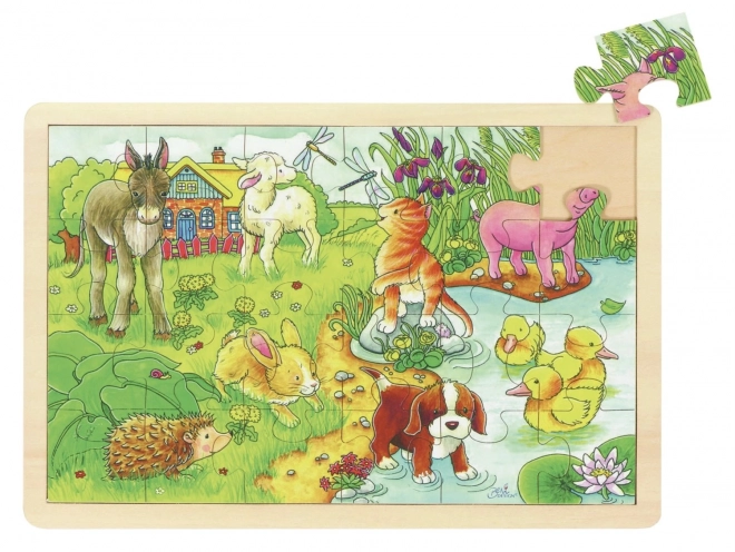 Drewniane puzzle Młode zwierzęta na farmie 24 elementy