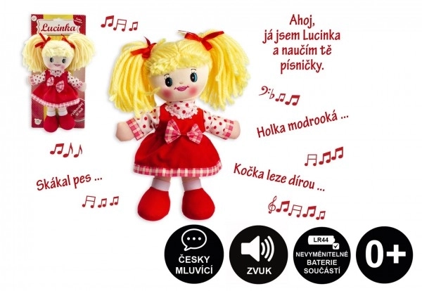 Czeska śpiewająca szmaciana lalka Lucinka - 30 cm