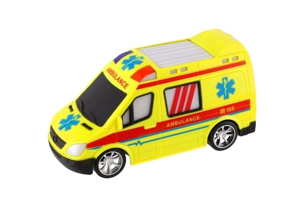 Auto RC ambulans plastik 20cm na zdalne sterowanie 27MHz na baterie ze światłem w pudełku 28x13x11cm