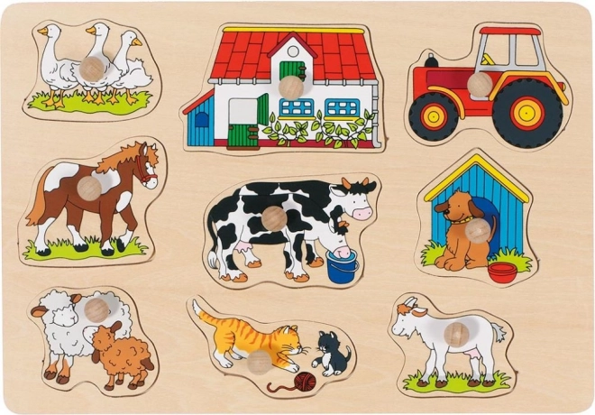 Drewniane puzzle GOKI z uchwytami "Farma II"