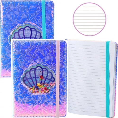 Holograficzny notes z muszlą i konfetti A5, 70 kartek