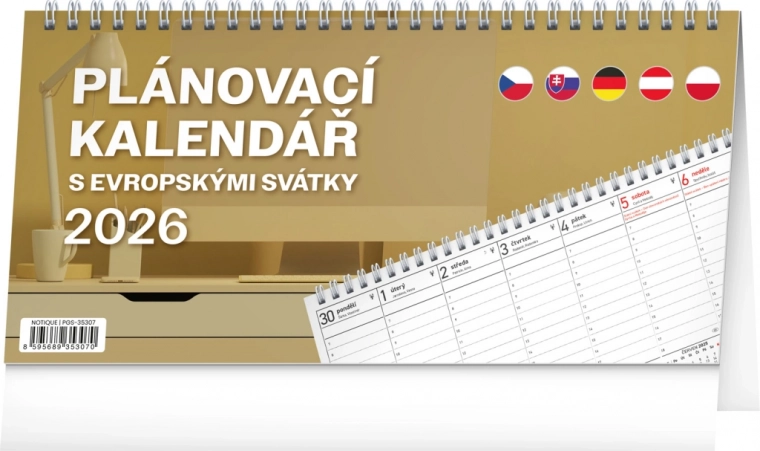 Kalendarz biurkowy Planer z europejskimi świętami 2026
