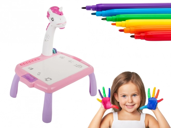 Dziecięce biurko edukacyjne z projektorem i flamastrami