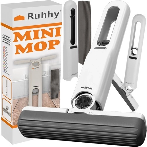 Kompaktowy mini mop z wymiennymi głowicami czyszczącymi