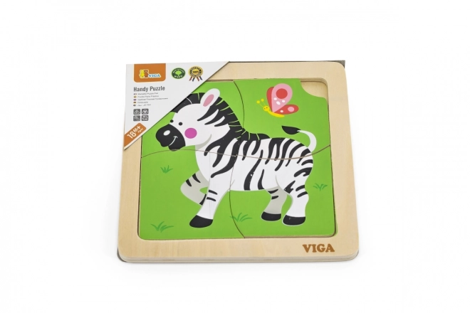 Drewniane puzzle 4 elementy- zebra