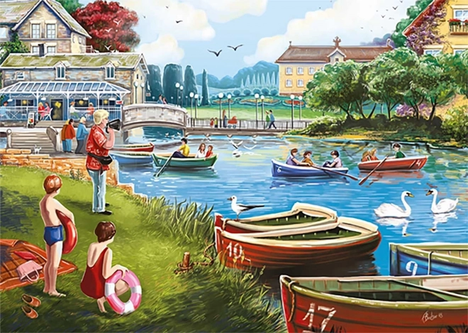 Puzzle Falcon Łódki na jeziorze 1000 elementów