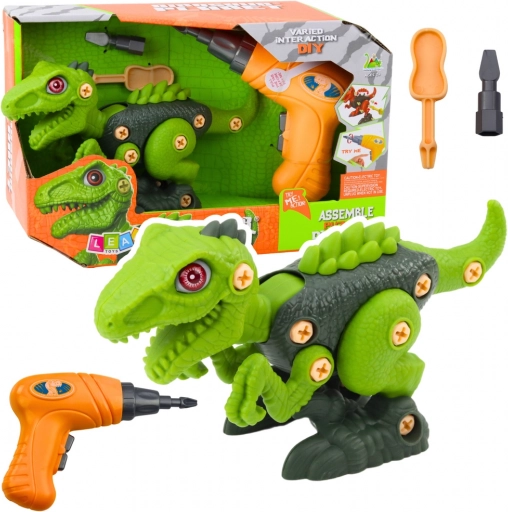 Zielony DIY dinozaur z wiertarką