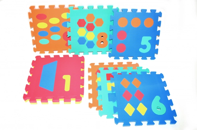 Kolorowe piankowe puzzle z cyframi i kropkami - 10 sztuk