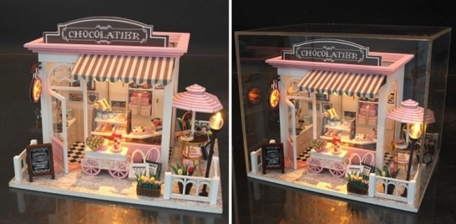 Dziewięć miniaturowych domków Czekoladowa fabryka