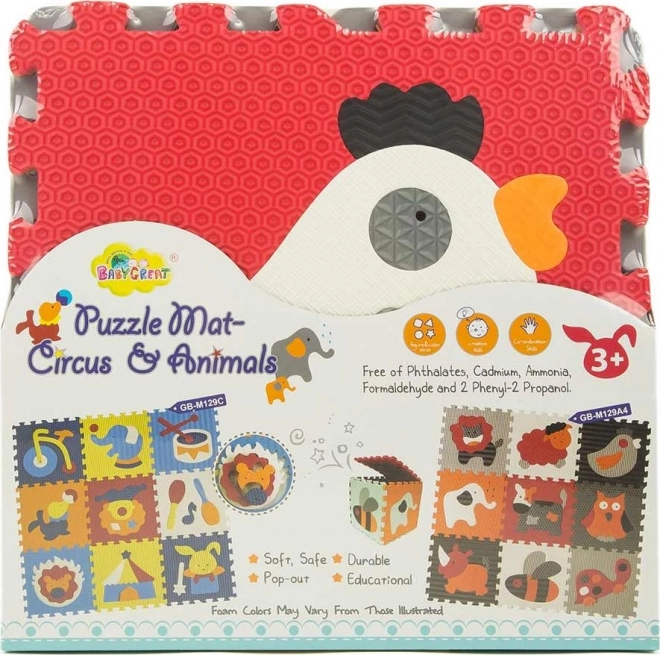 BABY GREAT piankowe puzzle Zwierzęta szare-czerwone SX (30x30)