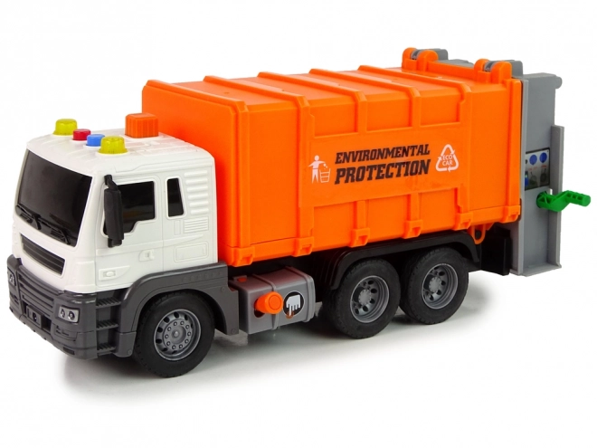 Śmieciarka z napędem ciernym Efekty dźwiękowe Pomarańczowy 1:16 recykling