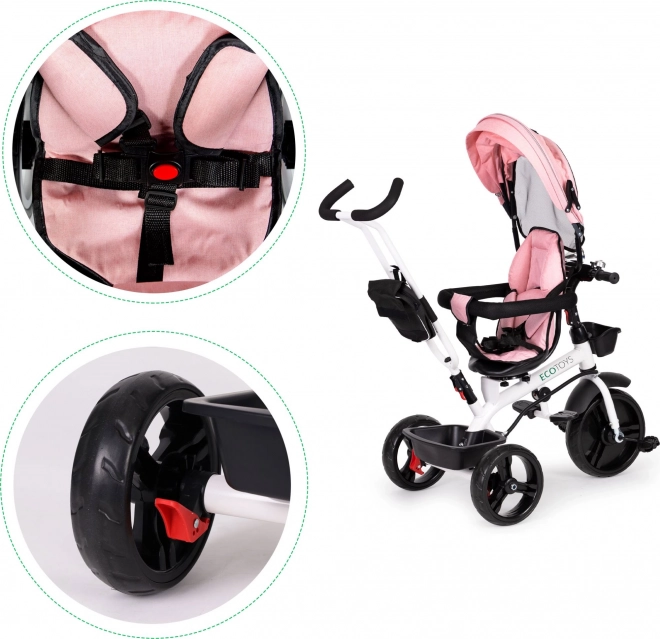 ECOTOYS Trójkołowy wózek sportowy - różowy