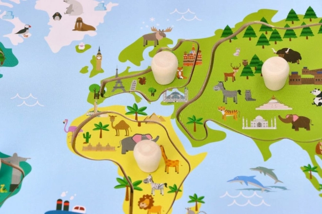 Puzzle z uchwytami mapa świata