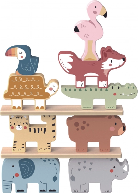 Drewniane kostki zwierzątka Montessori 9 szt. od Tooky Toy