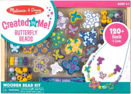 Drewniane koraliki motylki – kreatywny zestaw do biżuterii (MELISSA & DOUG)