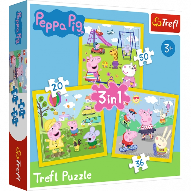 Puzzle 3w1 - Świnka Peppa