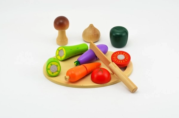 Warzywa do krojenia z deską do krojenia drewno 16 szt. 21,5x15x7cm w pudełku 24m+