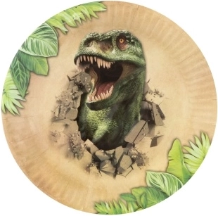 Papierowe talerzyki z dinozaurami 22,5 cm, 6 szt.