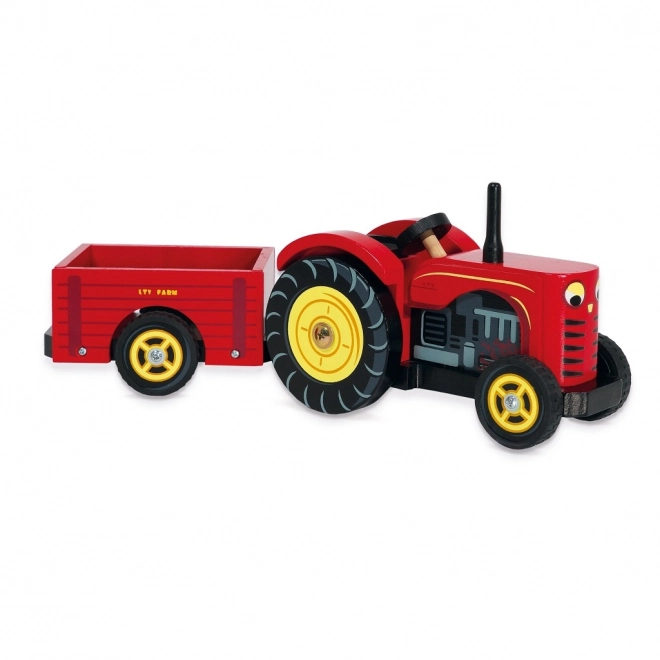 Le Toy Van czerwony traktor i przyczepa