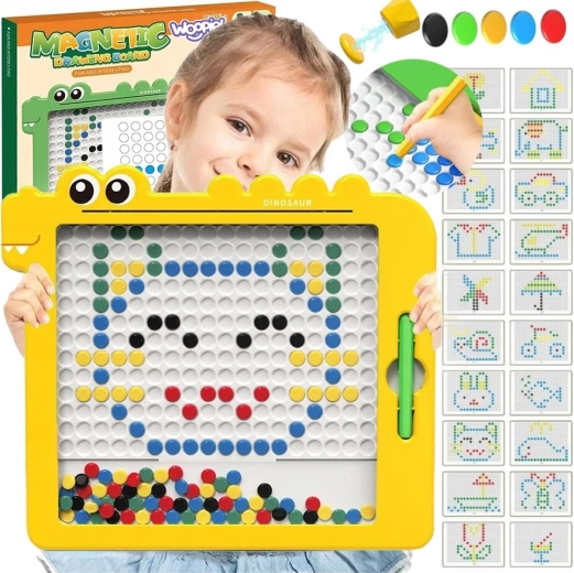 Magnetyczna tablica WOOPIE MAGPAD dinozaur, montessori, 110 magnetycznych guzików