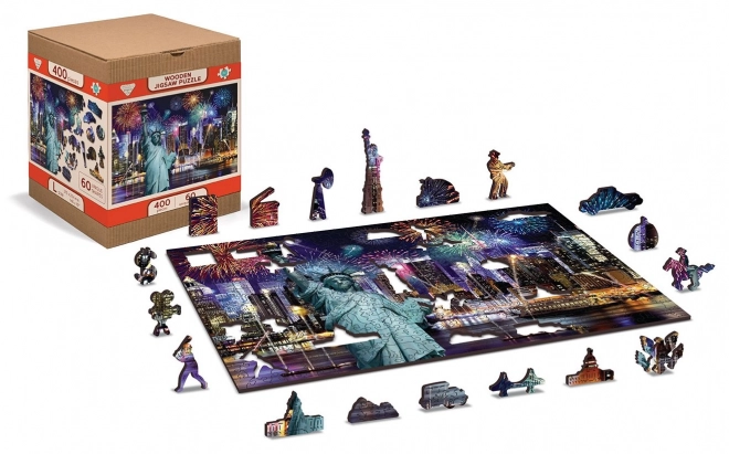 Drewniane puzzle Nocny Nowy Jork 2w1