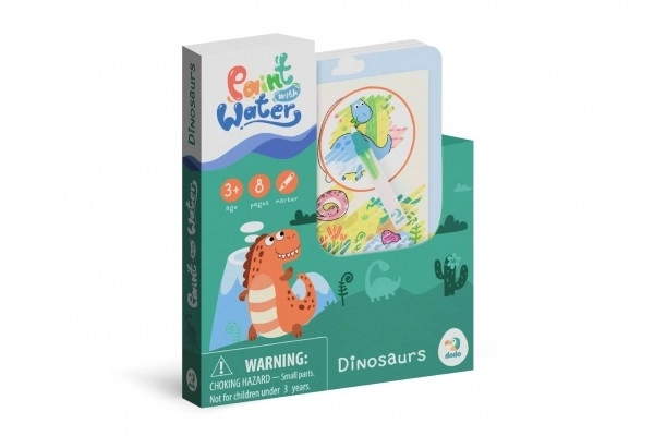 Magiczne malowanie wodą Dinozaury kolorowanki/blok 12x14cm + pędzel 8 arkuszy w pudełku