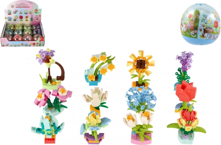 Klocki mini kwiaty w kapsule – kreatywne plastikowe kwiatuszki 6 cm, mix gatunków