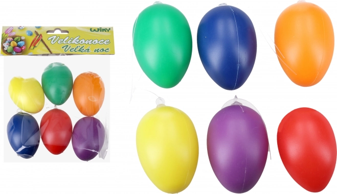 Dekoracyjne kolorowe plastikowe jajka do zawieszenia 6 cm