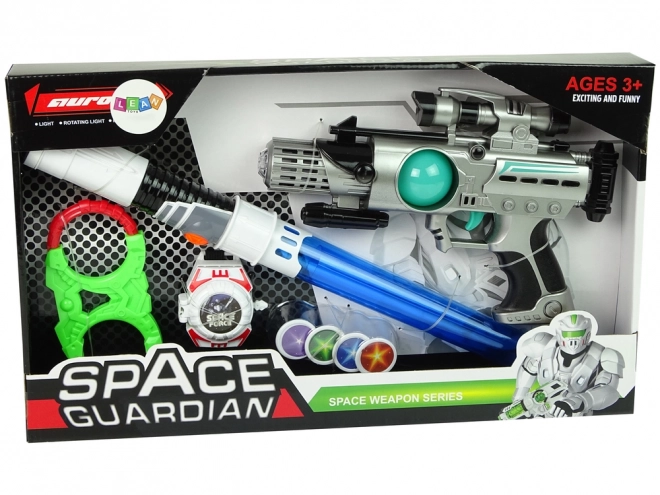 Zestaw kosmicznych broni Space Guardian z laserowym pistoletem i mieczem