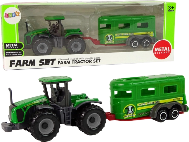 Zielony traktor z przyczepą – dziecięcy zestaw farmerski