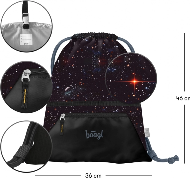 Zestaw szkolny BAAGL: Zippy Plus Pixel Space - tornister, piórnik, woreczek