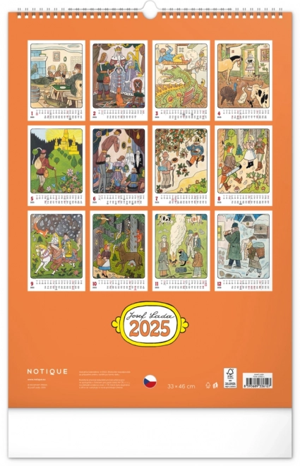 Kalendarz ścienny Josef Lada 2025, 33 × 46 cm