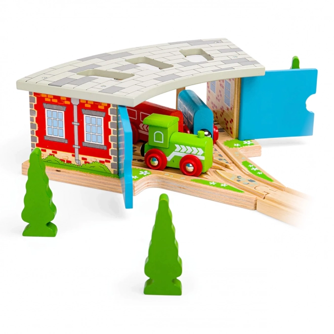 Bigjigs Rail Potrójny depo z drzwiami