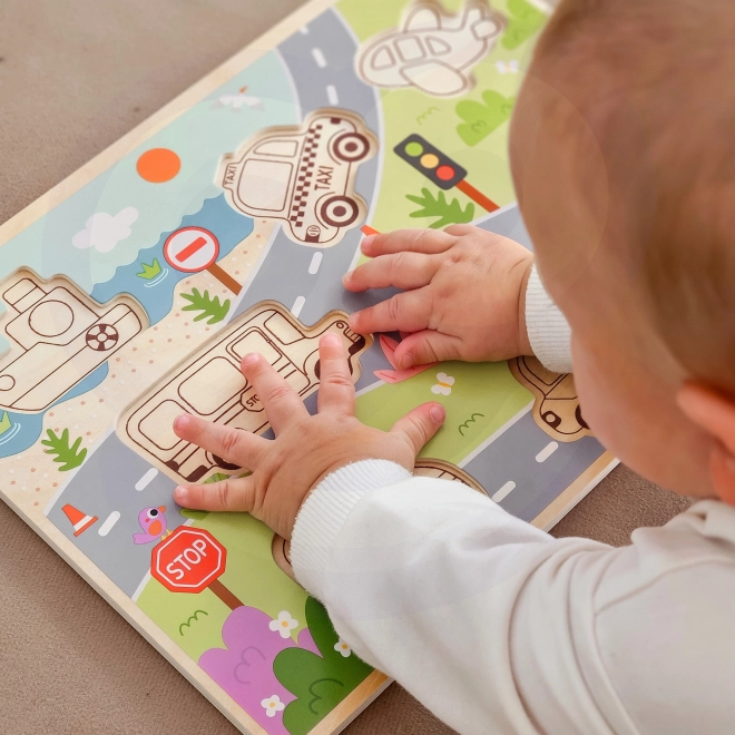 Drewniane puzzle Montessori miasto