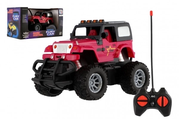 Auto RC terenowe 14cm plastik 27MHz na baterie ze światłem w pudełku 20x11x10cm – Růžové