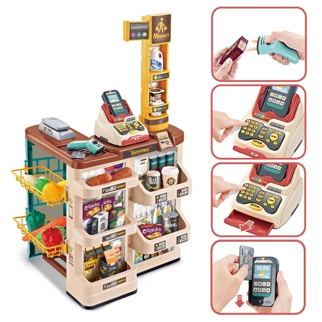 Supermarket z wózkiem i akcesoriami Woopie