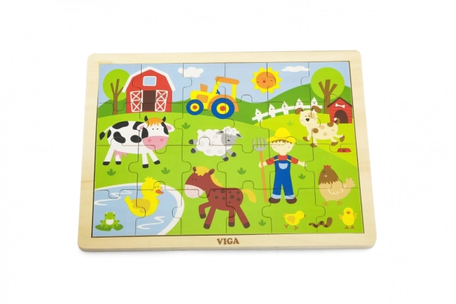 Drewniane puzzle 24 elementy - farma