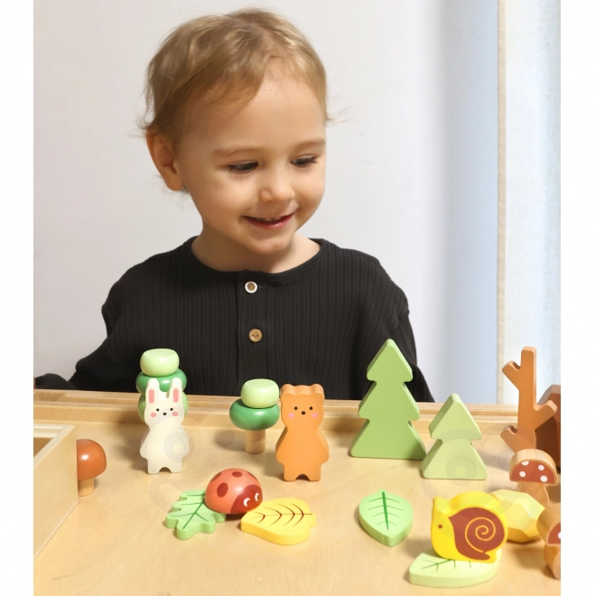 Leśny zestaw z drewnianymi klockami Tooky Toy