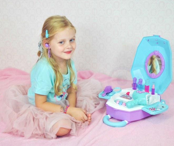 Toaletka dla dziewczynek 2w1 Piękny salon WOOPIE w walizce