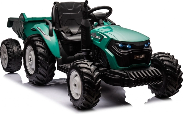 Traktor na akumulator z przyczepą ciemnozielony 24V