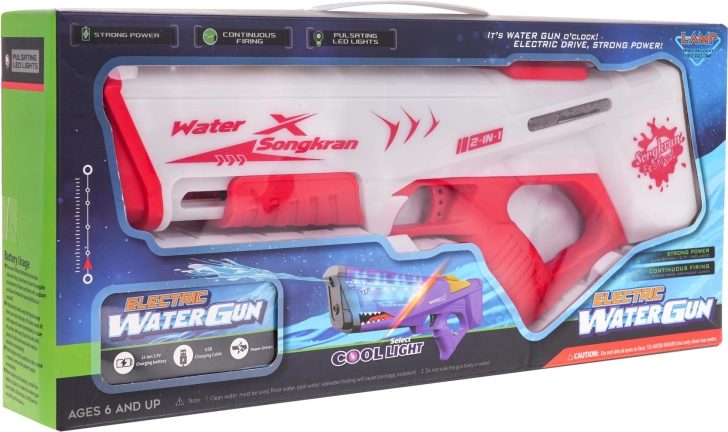 Elektryczny pistolet na wodę ze światłem 2 w 1 – Czerwony