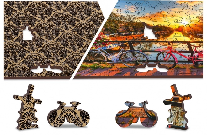 Drewniane puzzle Rowery w Amsterdamie 2w1