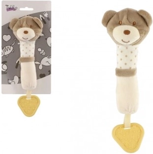 Grzechotka/gryzak miś pluszowy 24 cm beżowy na karcie w woreczku 0+
