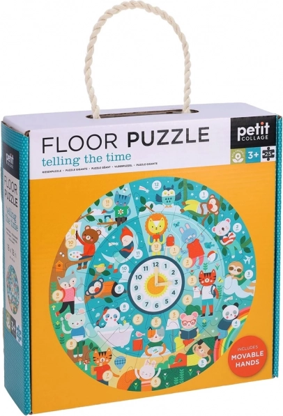 Petit Collage podłogowe puzzle zegar do nauki czasu