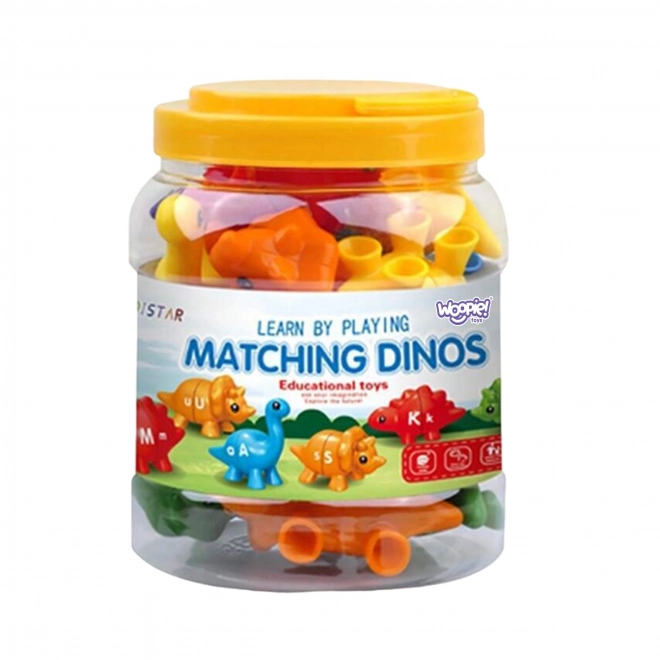 WOOPIE zestaw Montessori figurki dinozaurów do układania z nauką kolorów i liter Dopasuj Literki 13 szt.