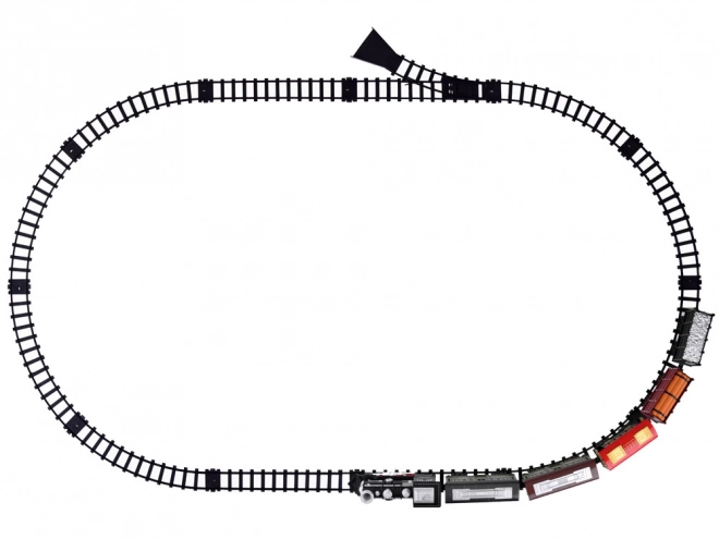 Kolejka z torami Lokomotywa z wagonami para + światło RC0629