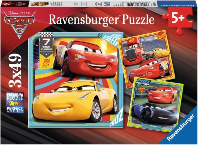 Ravensburger puzzle Auta 3 na wyścigach 3×49 elementów